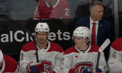 Montreal Canadiens forward Sean Monahan and Cole Caufield
